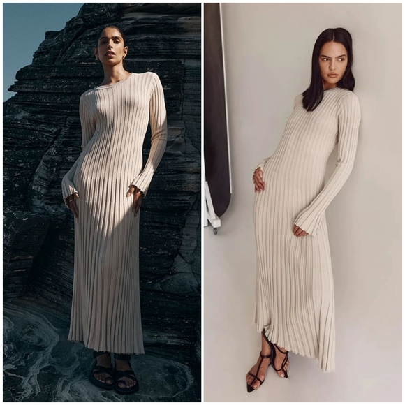 NWT - DISSH ADA Long Sleeve Midi Dress - Color Stone - Picture 2 of 4